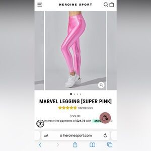 Heroine Sport leggings, size medium, worn once- Diamond pink